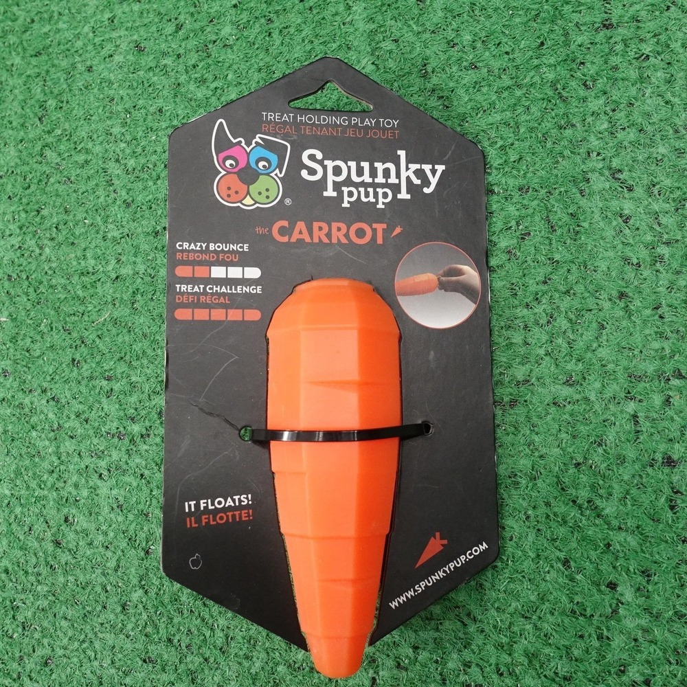 New! Spunky Pup The Carrot Orange Rubber Dog Toy New